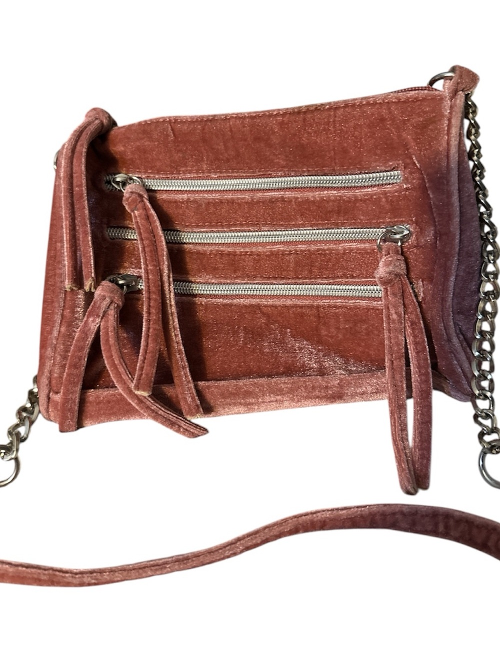 NWOT Boutique Velvet Crossbody in Dusty Rose silver hardware cute new